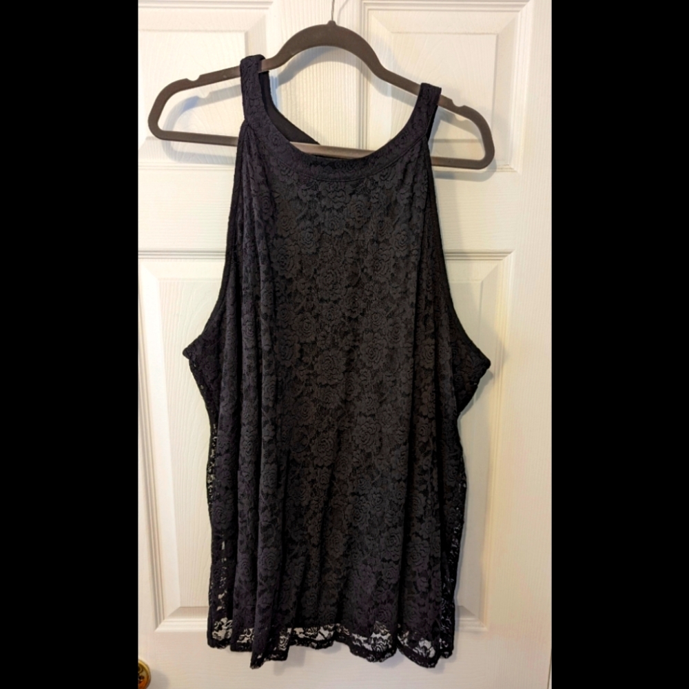 Black Rose Lace High Neck Tank - Torrid size 4